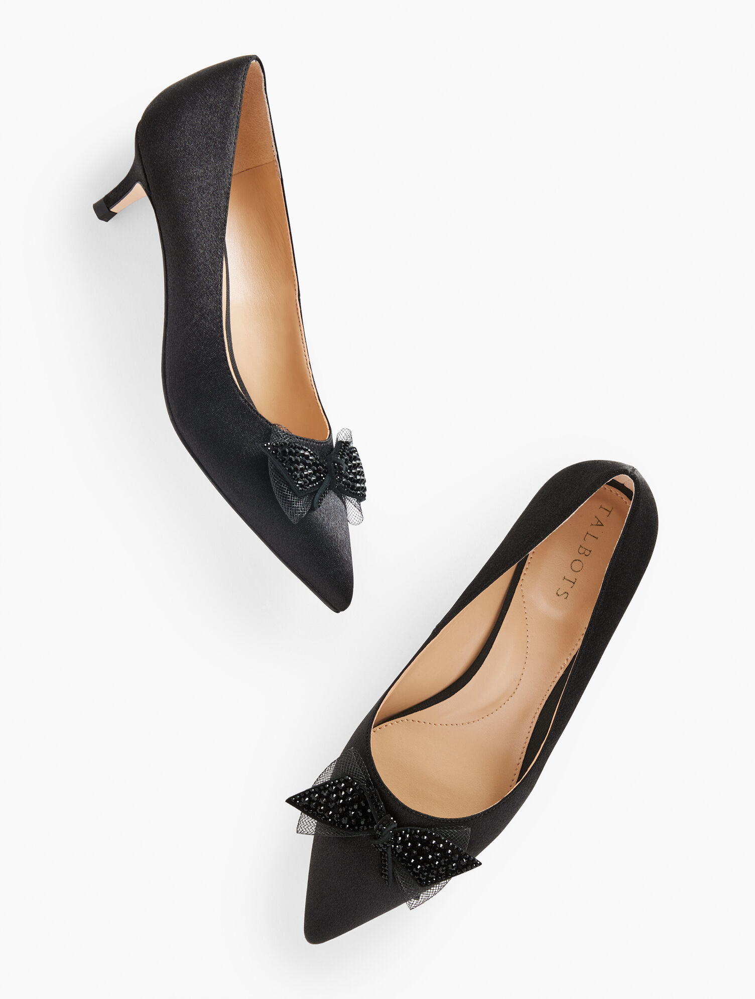 Sylvie Bow Kitten Heel Pumps - Satin 