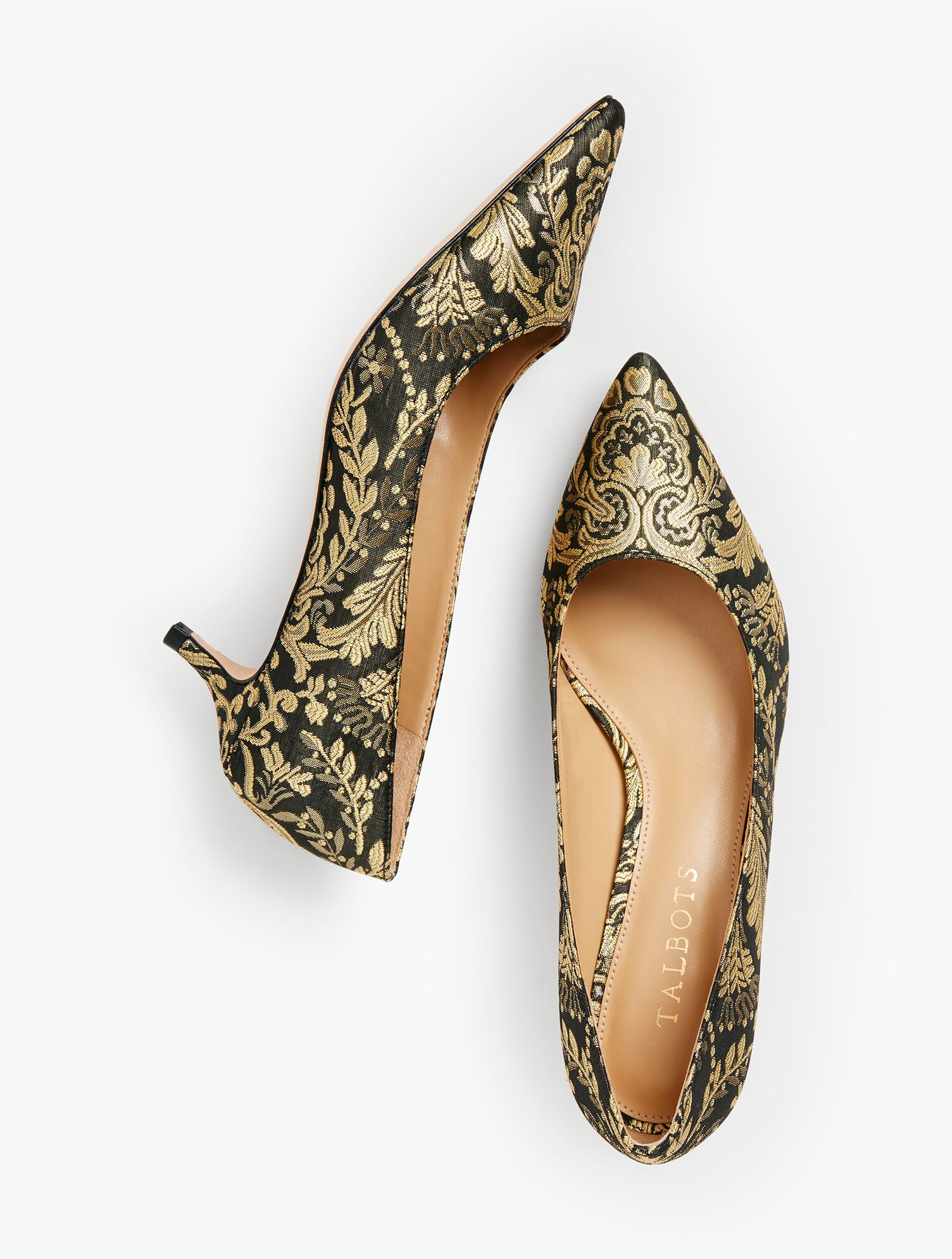 Sylvie Kitten Heel Pumps - Floral Jacquard
