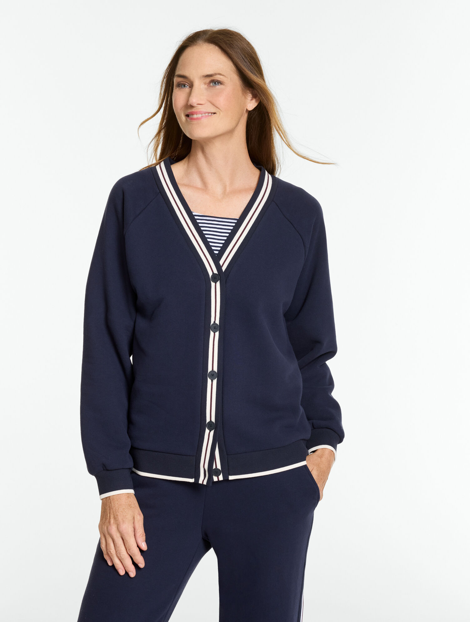Cozy Fleece Varsity Cardigan