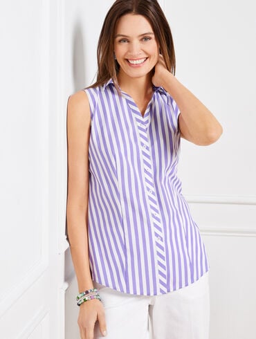 Sleeveless Non-Iron Perfect Shirt - Moon Stripe