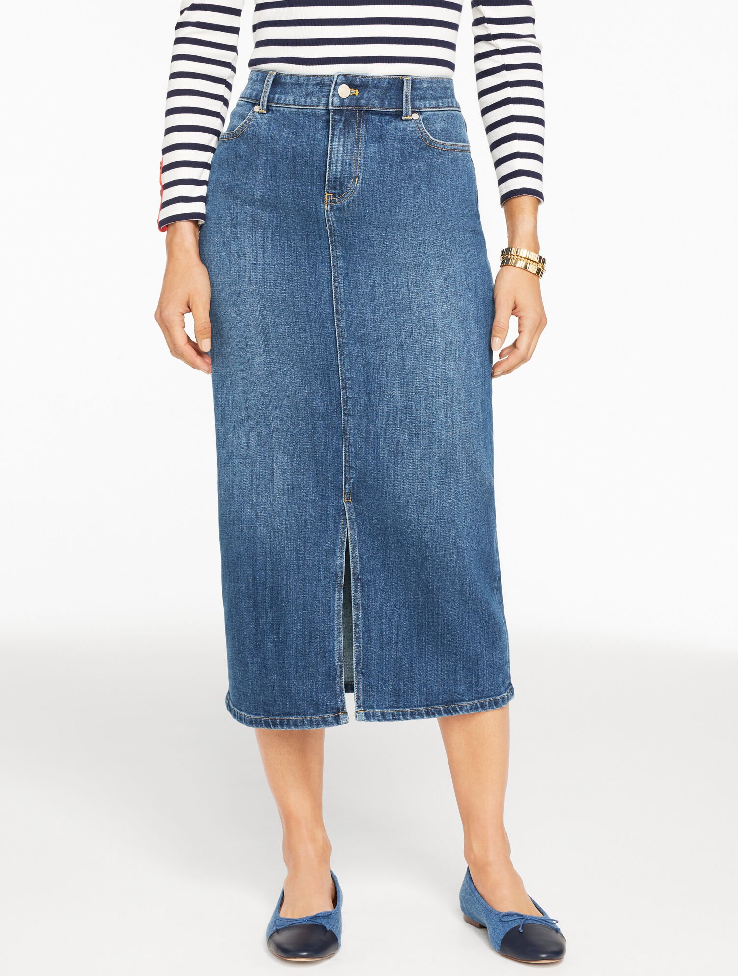 Denim Midi Skirt - Miramar Wash