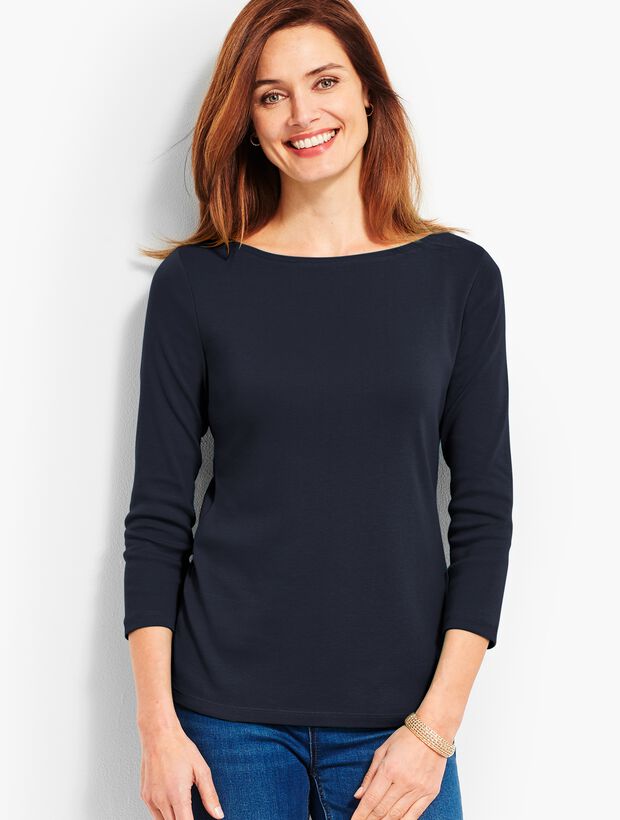 Three-Quarter Sleeve Bateau Neck Tee