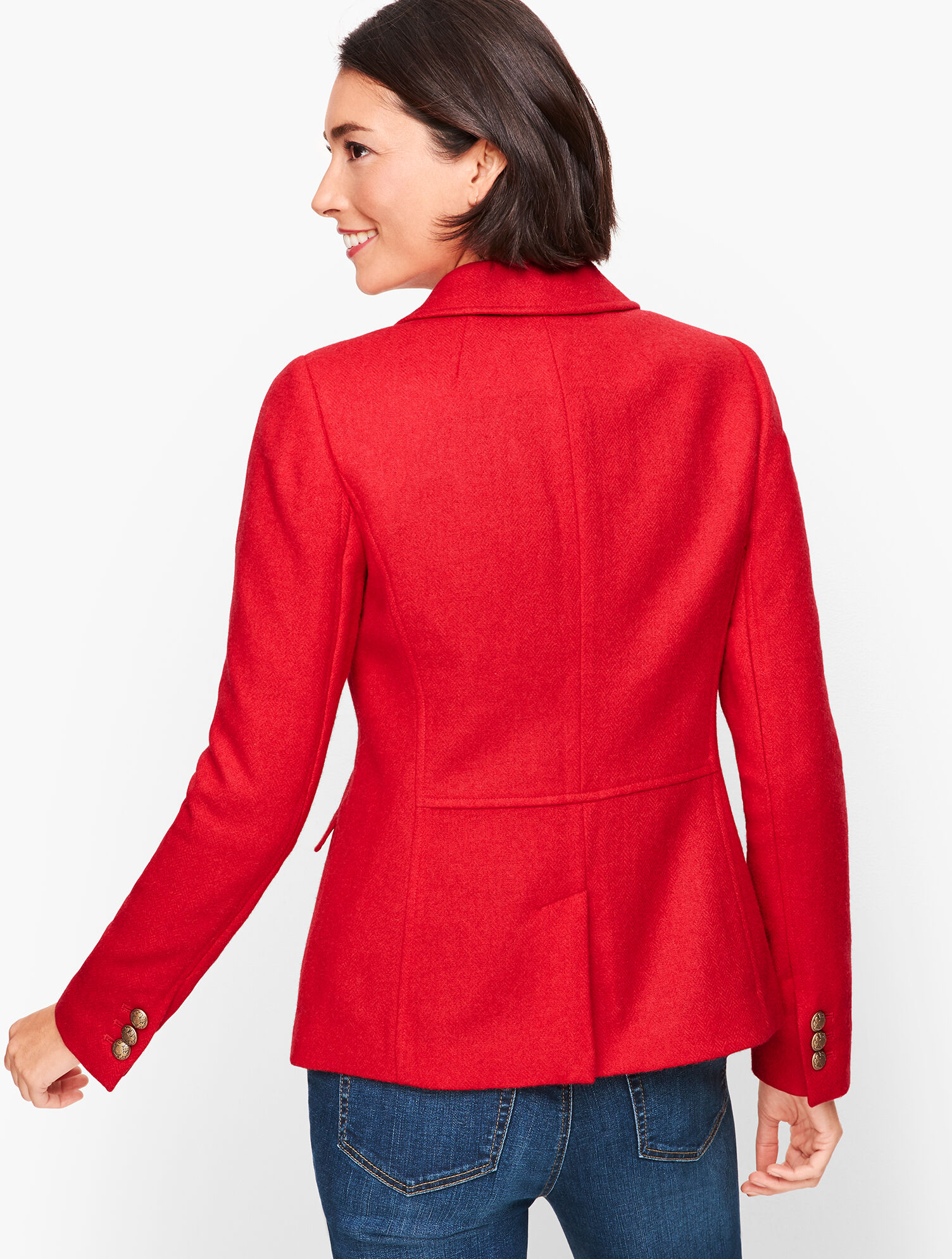 Shetland Wool Blazer - Red Pop