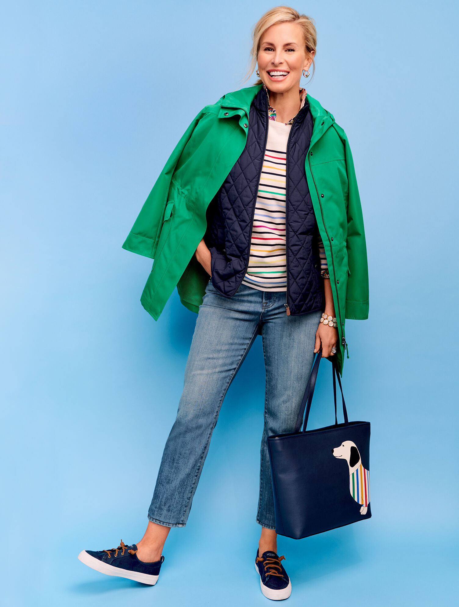 Printed Tote - Stripe Dog