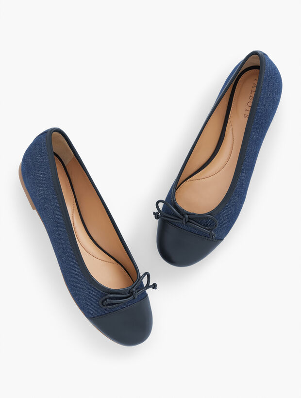Blair Cap Toe Ballet Flats Denim Talbots