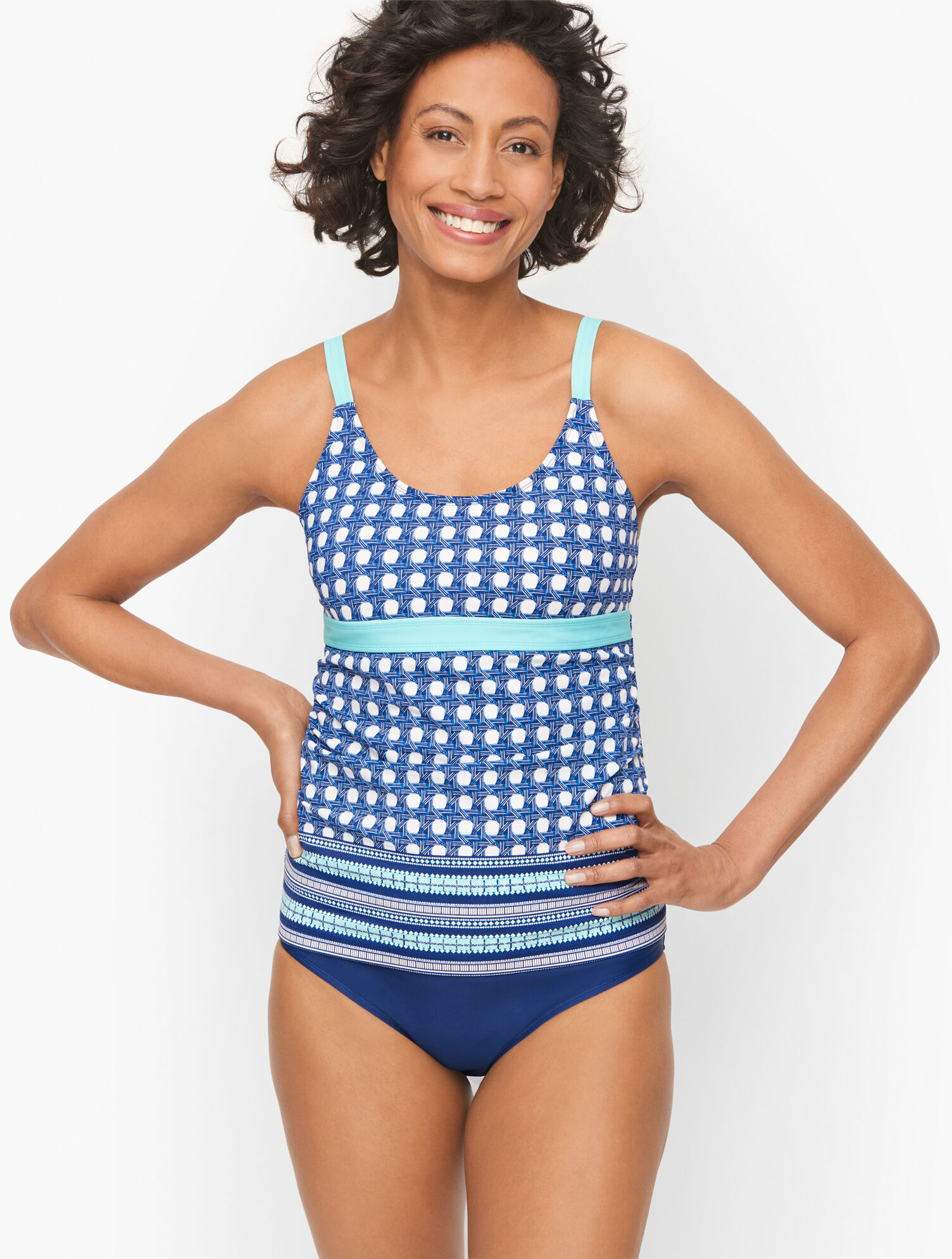 Cabana Life® Scoop Neck Tankini Playful Palms Talbots