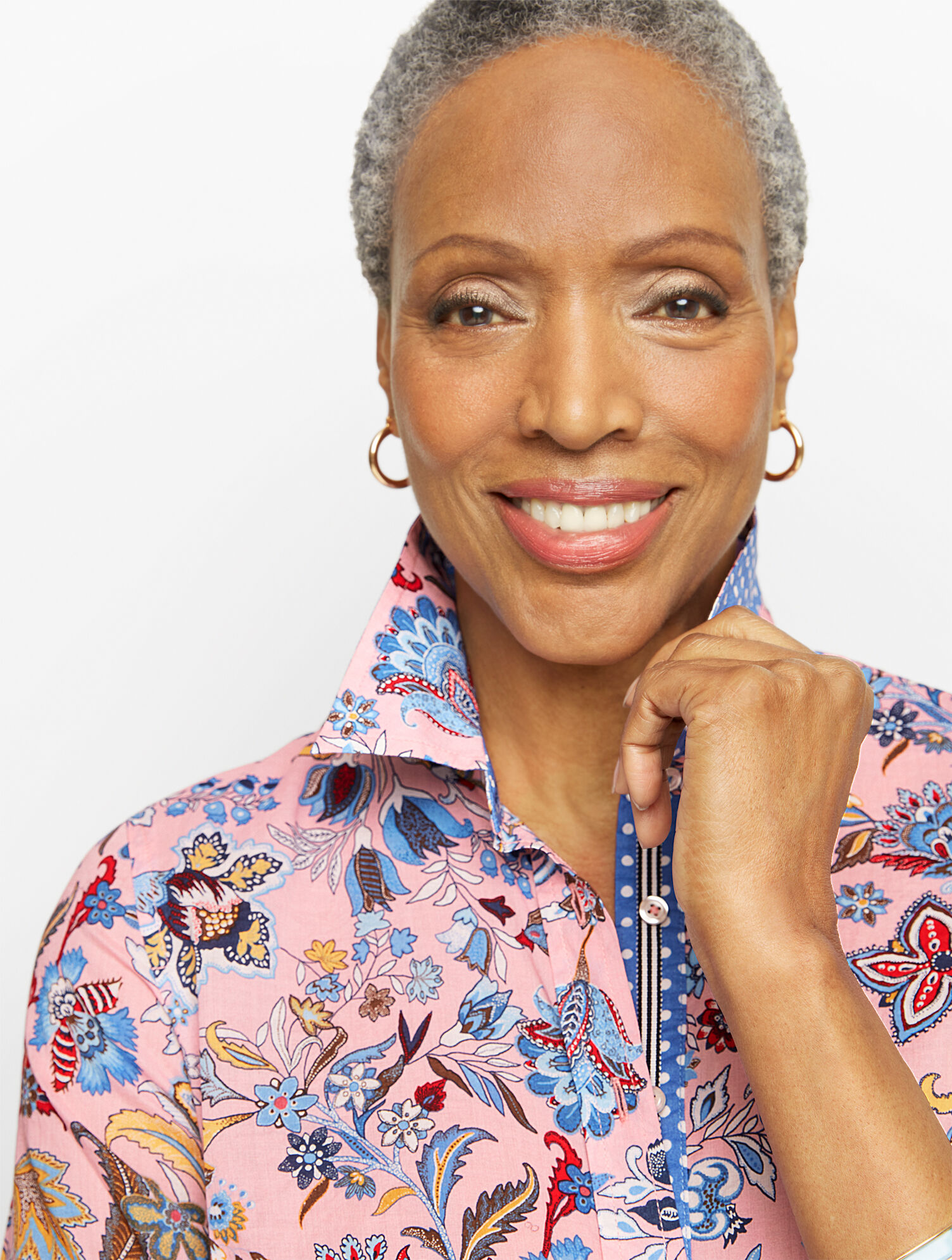 Cotton Button Front Shirt - Lovely Floral