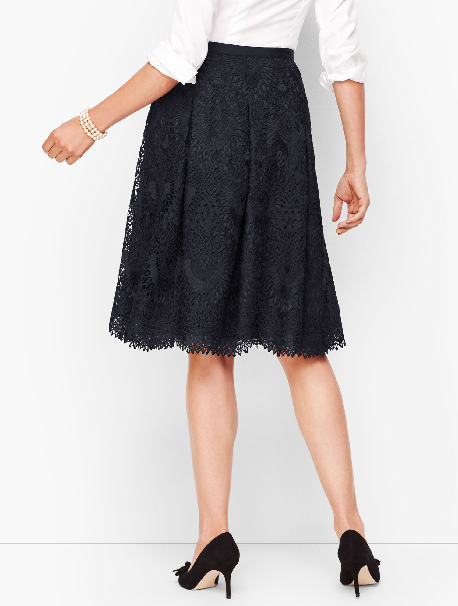 Pleated Lace Full Skirt | Talbots