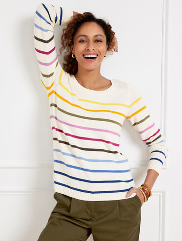Scoop Neck Sweater - Metallic Stripe