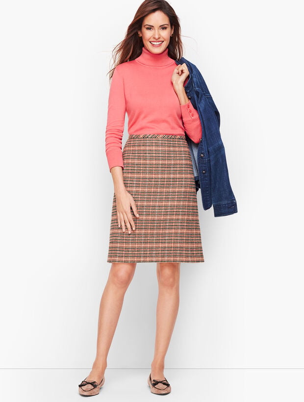 Plaid Wool A-Line Skirt