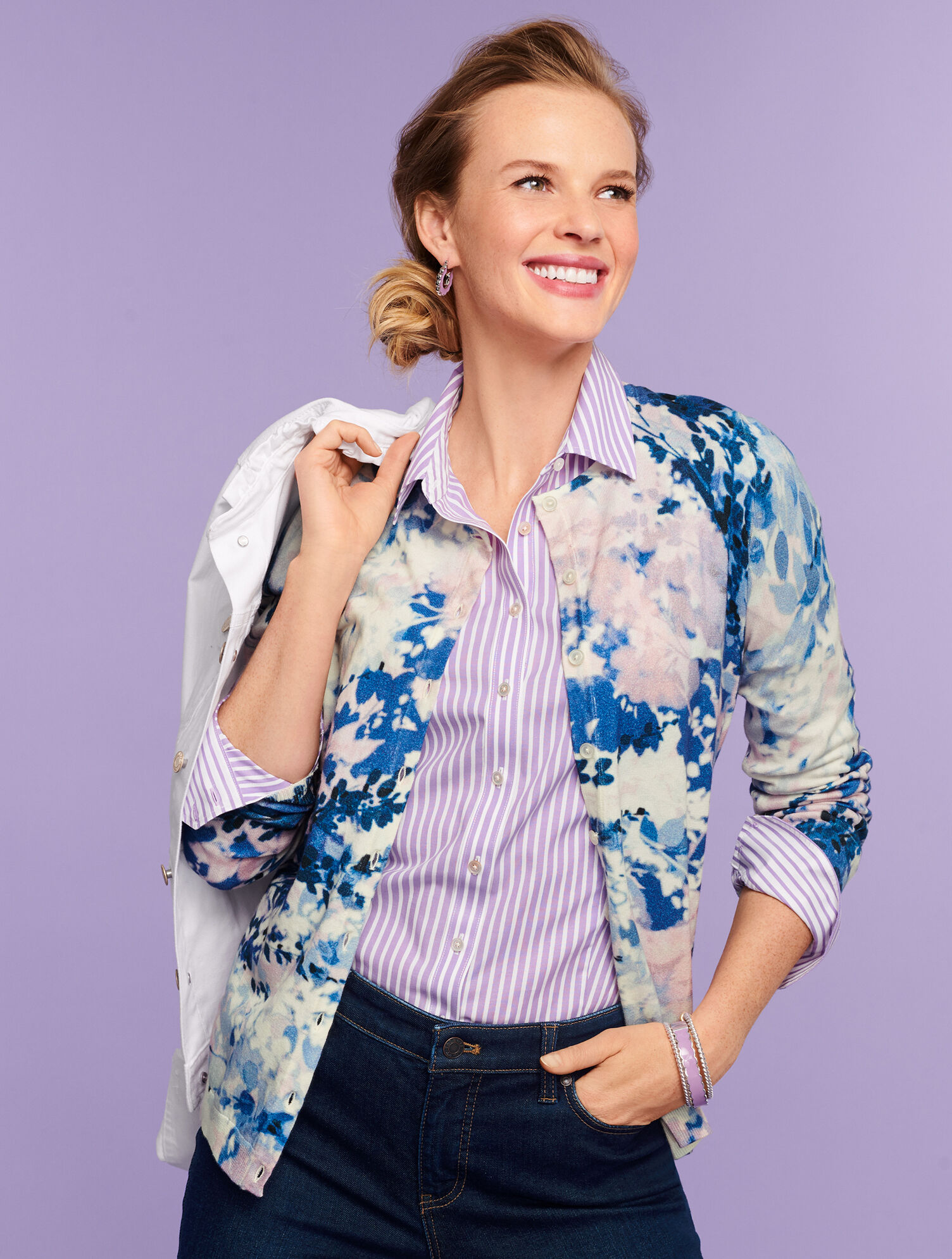 Charming Cardigan - Leafy Garden