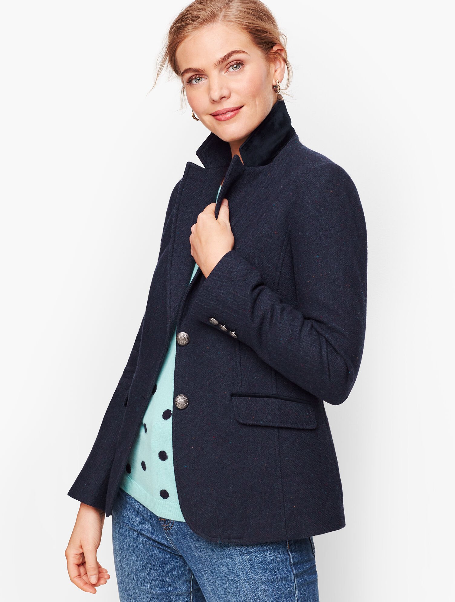 Shetland Wool Blazer Navy Talbots