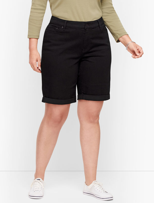 Plus Size Exclusive Girlfriend Denim Shorts - Curvy Fit - Black