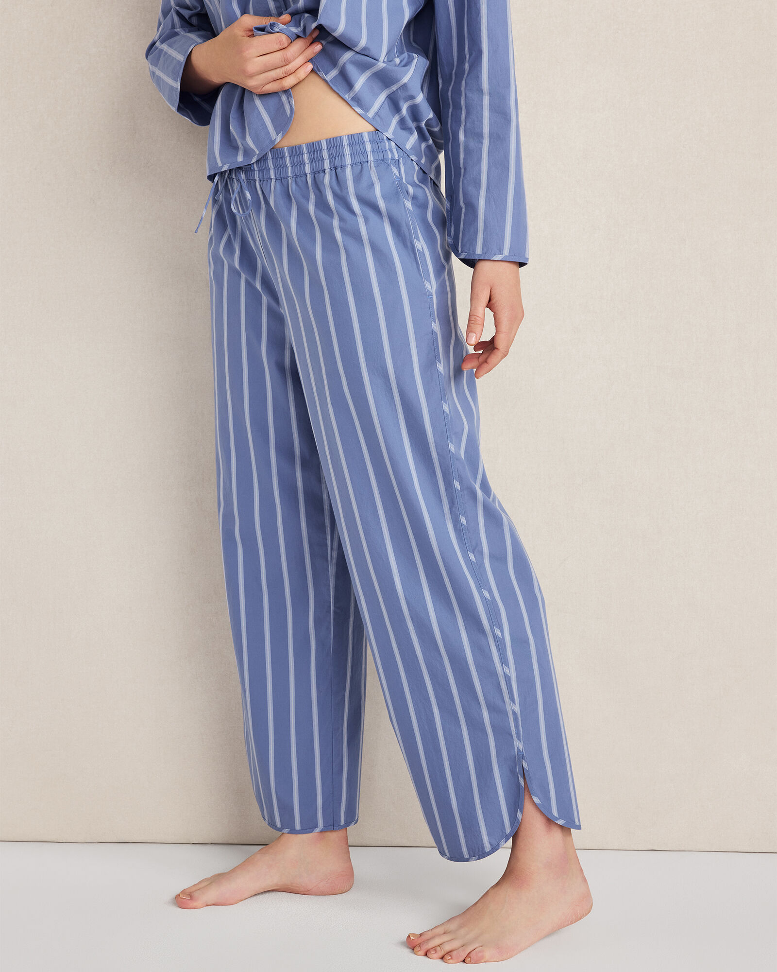 Organic Cotton Poplin Pinstripe Pajama Pants