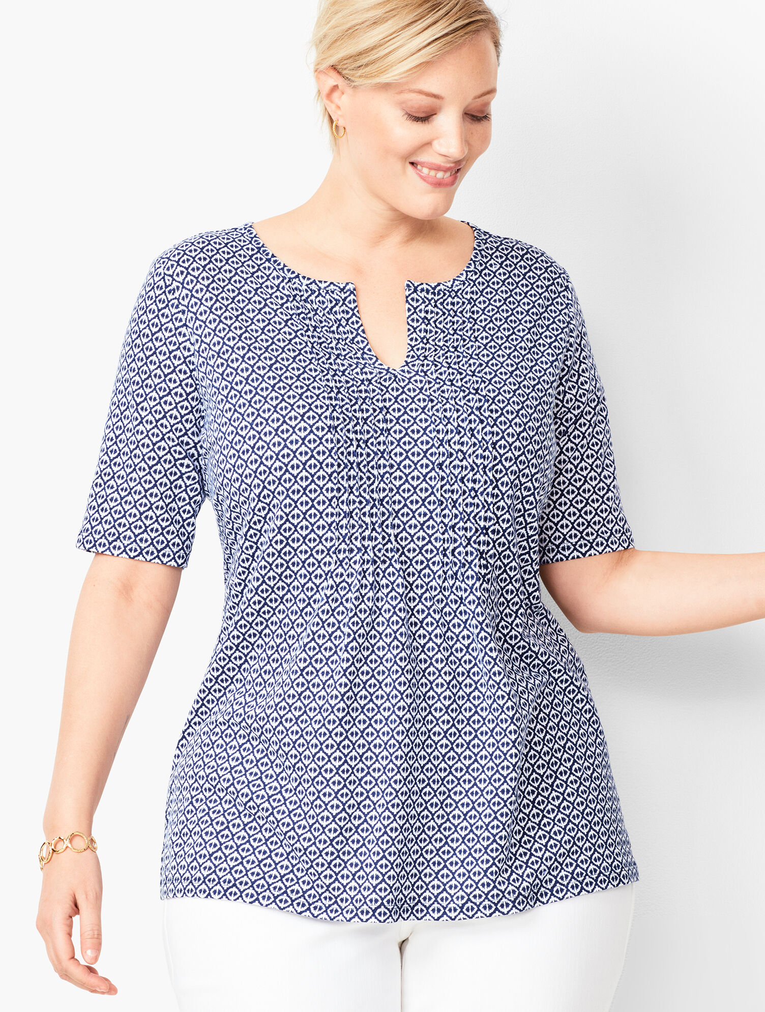 Plus Size Slub Tunic - Geo Print