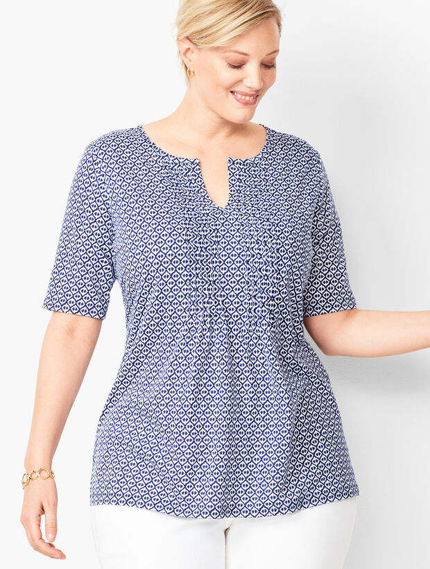 Plus Size Slub Tunic - Geo Print