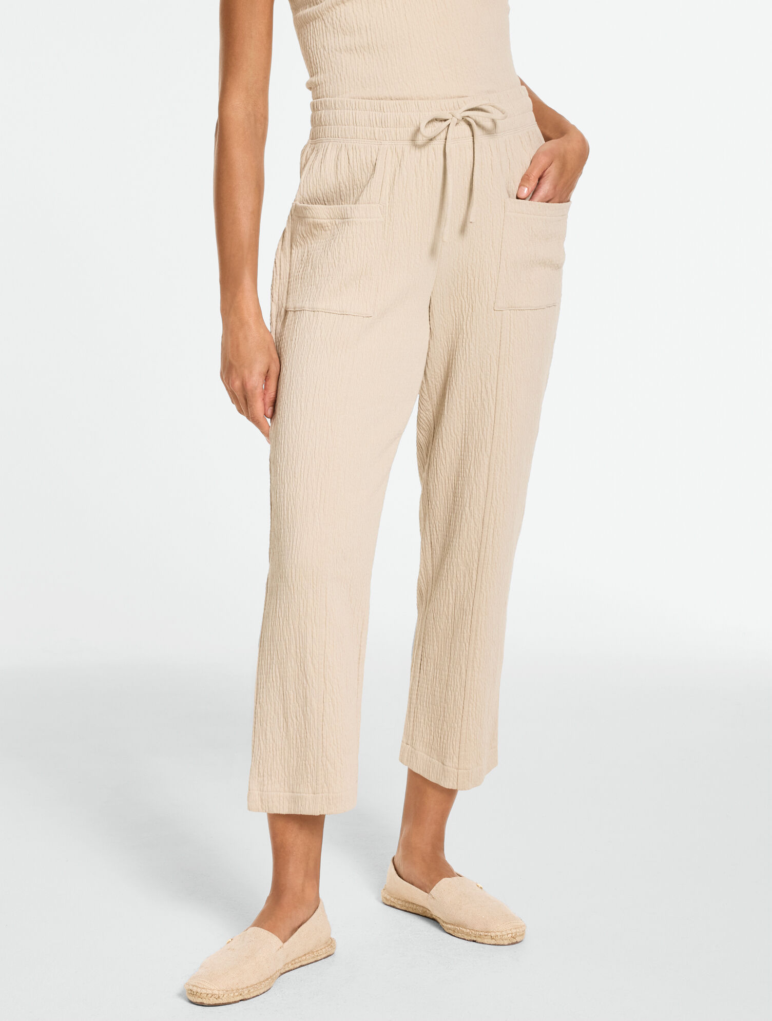 Crinkle Gauze Straight Leg Pants