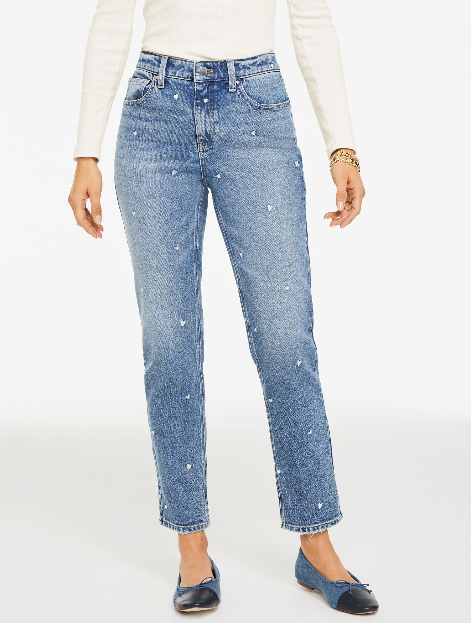 Slim Straight Ankle Jeans - Tossed Hearts