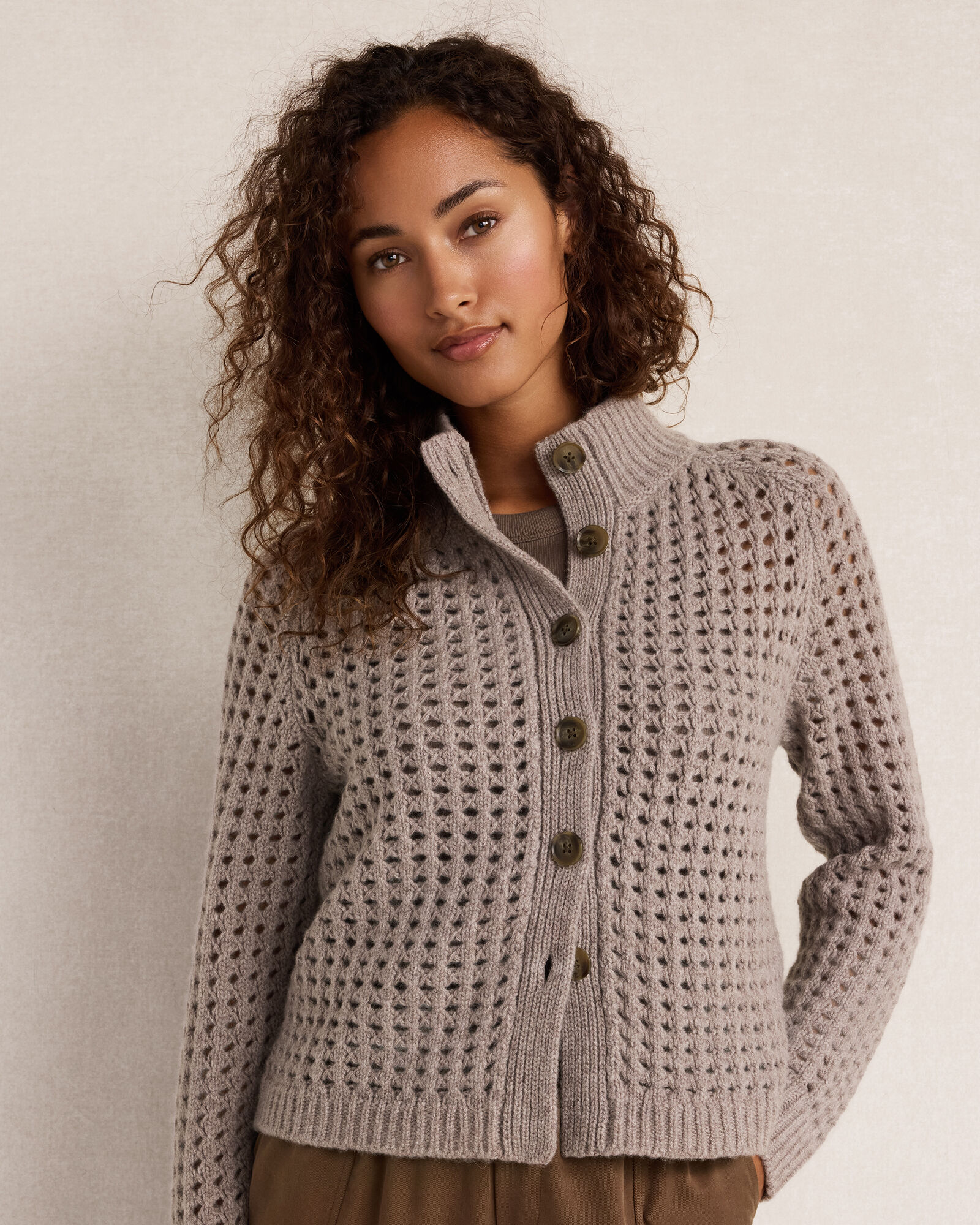 Cashmere Open Stitch Cardigan