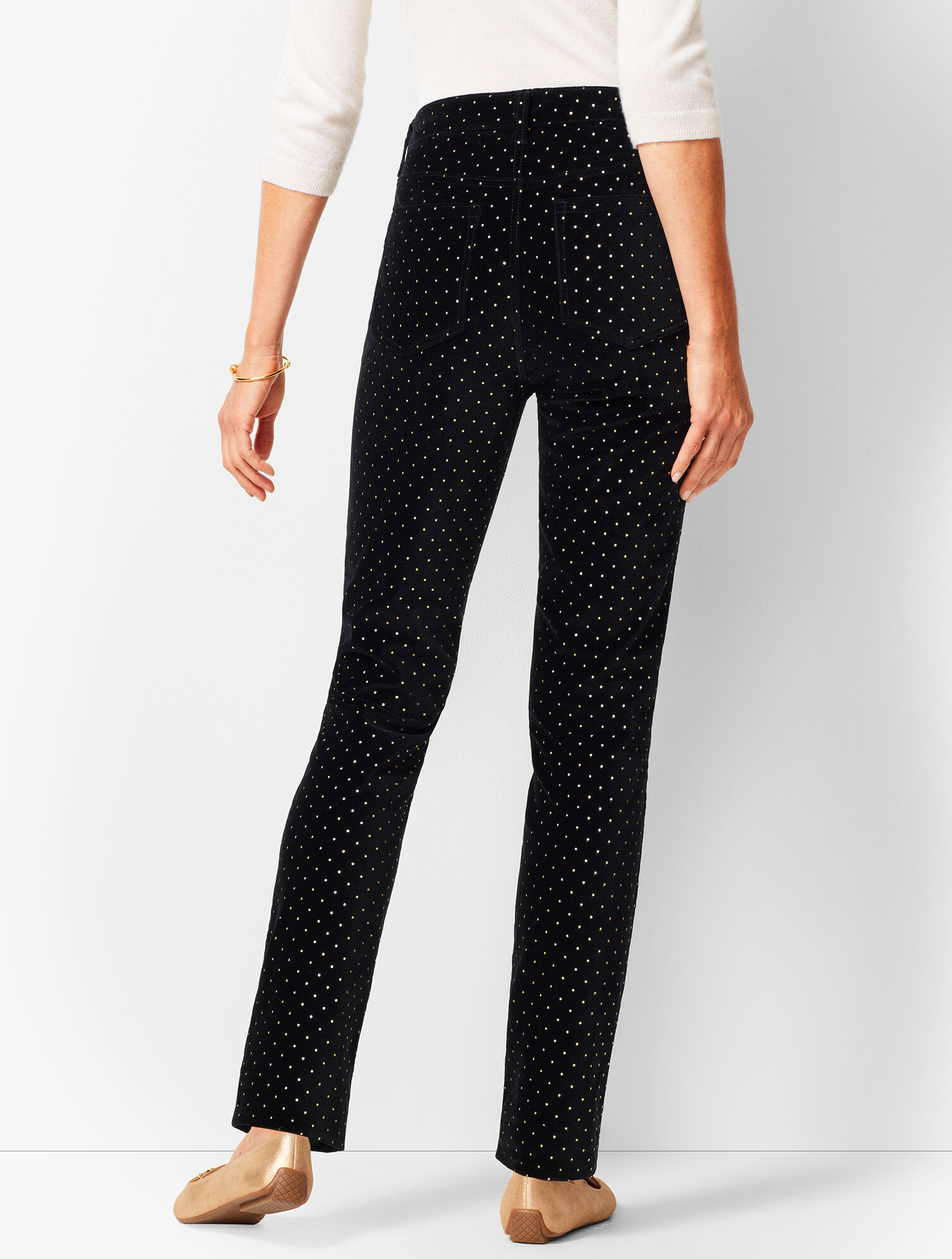 High-Rise Straight-Leg Velveteen Pant - Dot