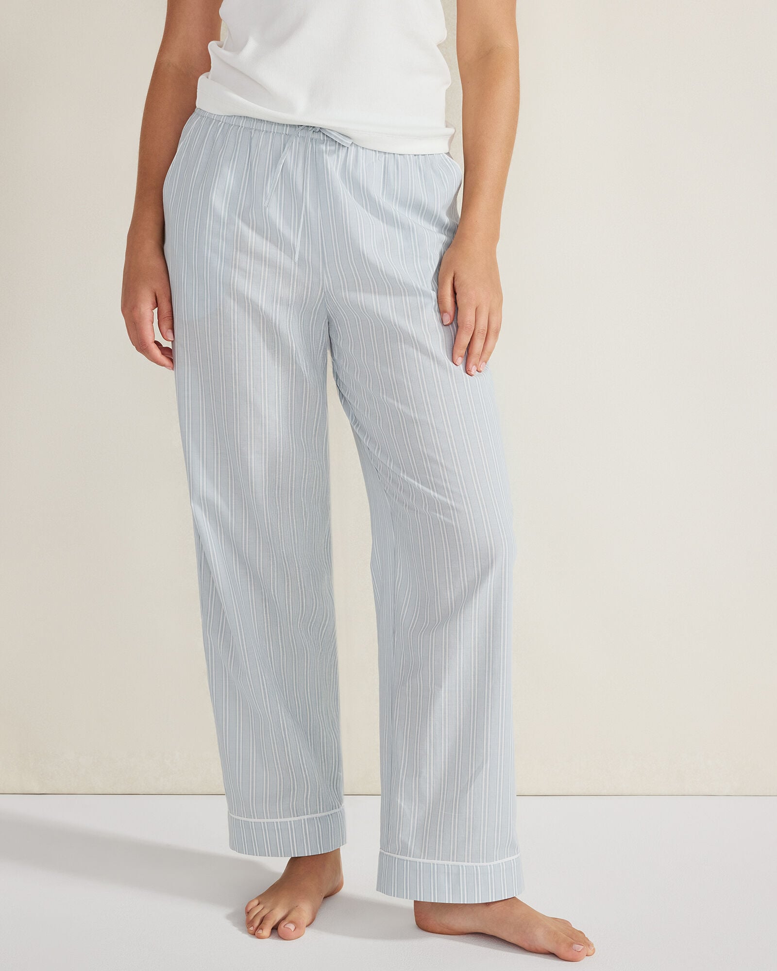 Organic Cotton Poplin Striped Pajama Pants