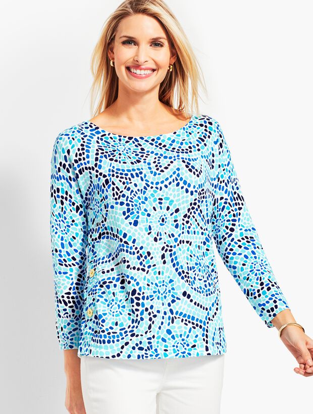 Beach Mosaic Side-Button Sweater Topper