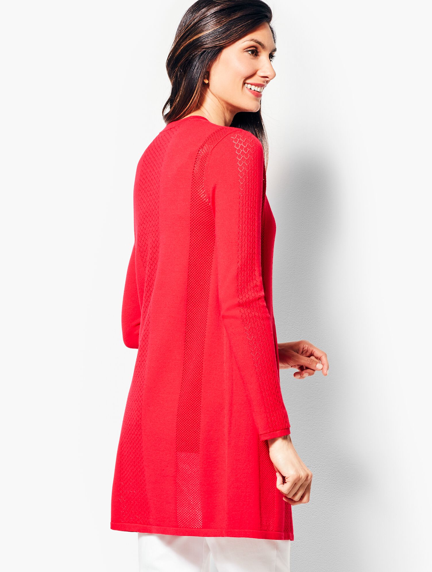 Long Pointelle No-Close Cardigan