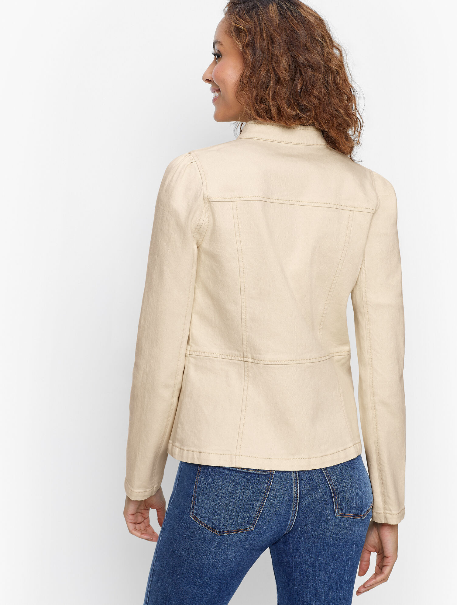 Band Collar Jean Jacket Natural Talbots