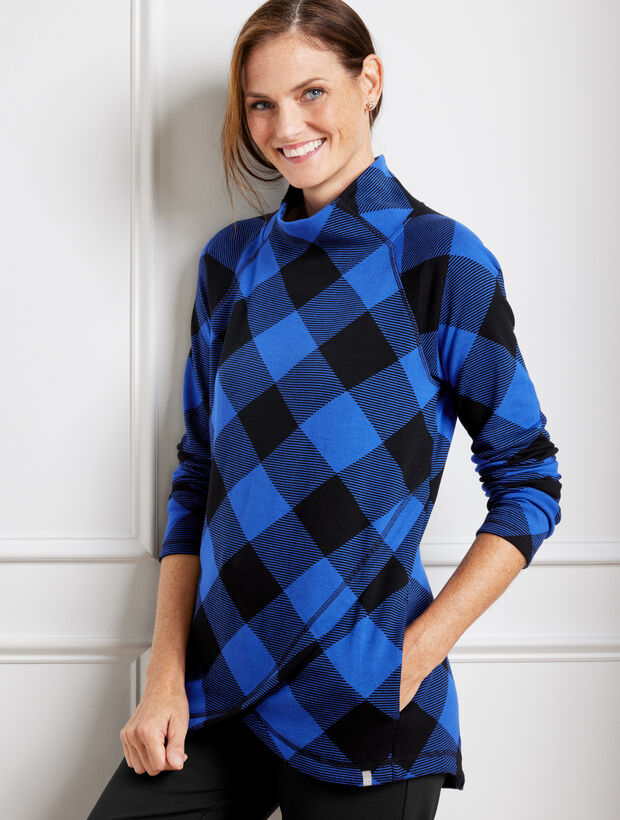 Wrap Hem Pullover - Plaid