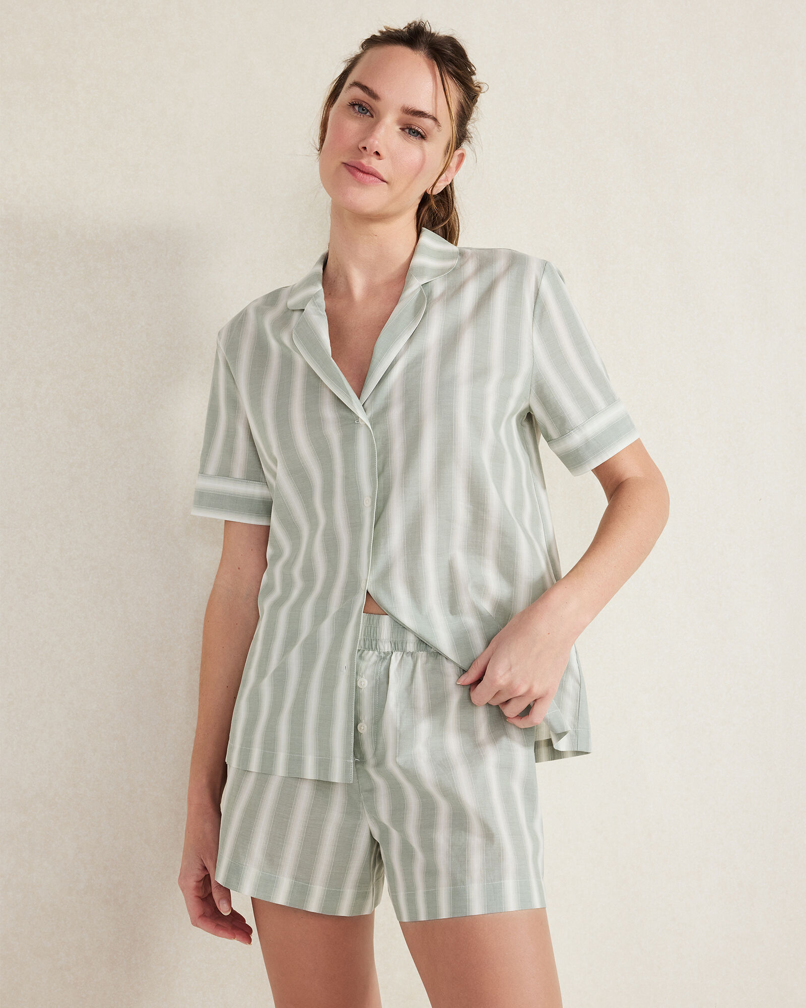 Organic Cotton Poplin Stripe Pajama Set