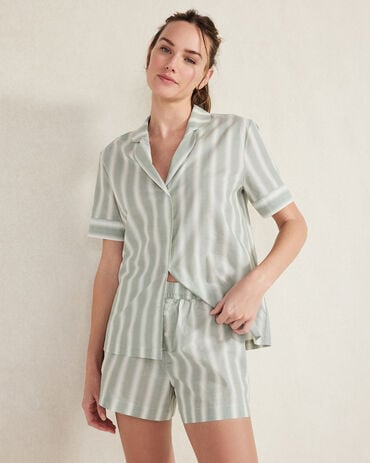 Organic Cotton Poplin Stripe Pajama Set