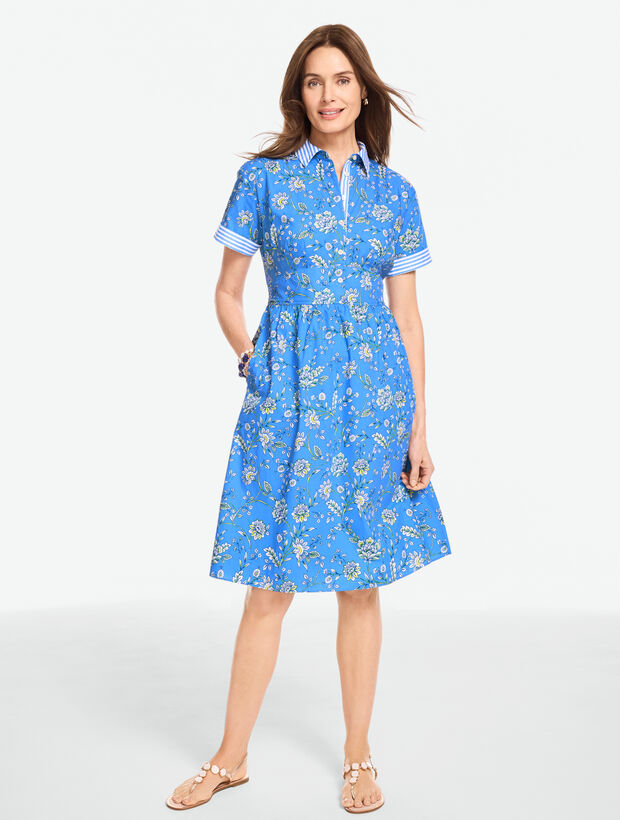 Modern Poplin Shirtdress -  Vibrant Floral