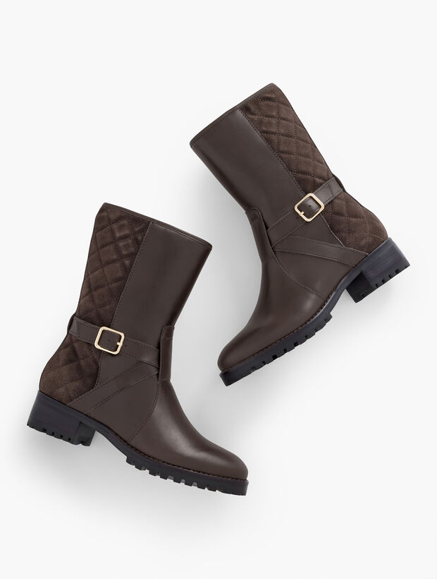 Tish Belted Boots - Quilted Leather