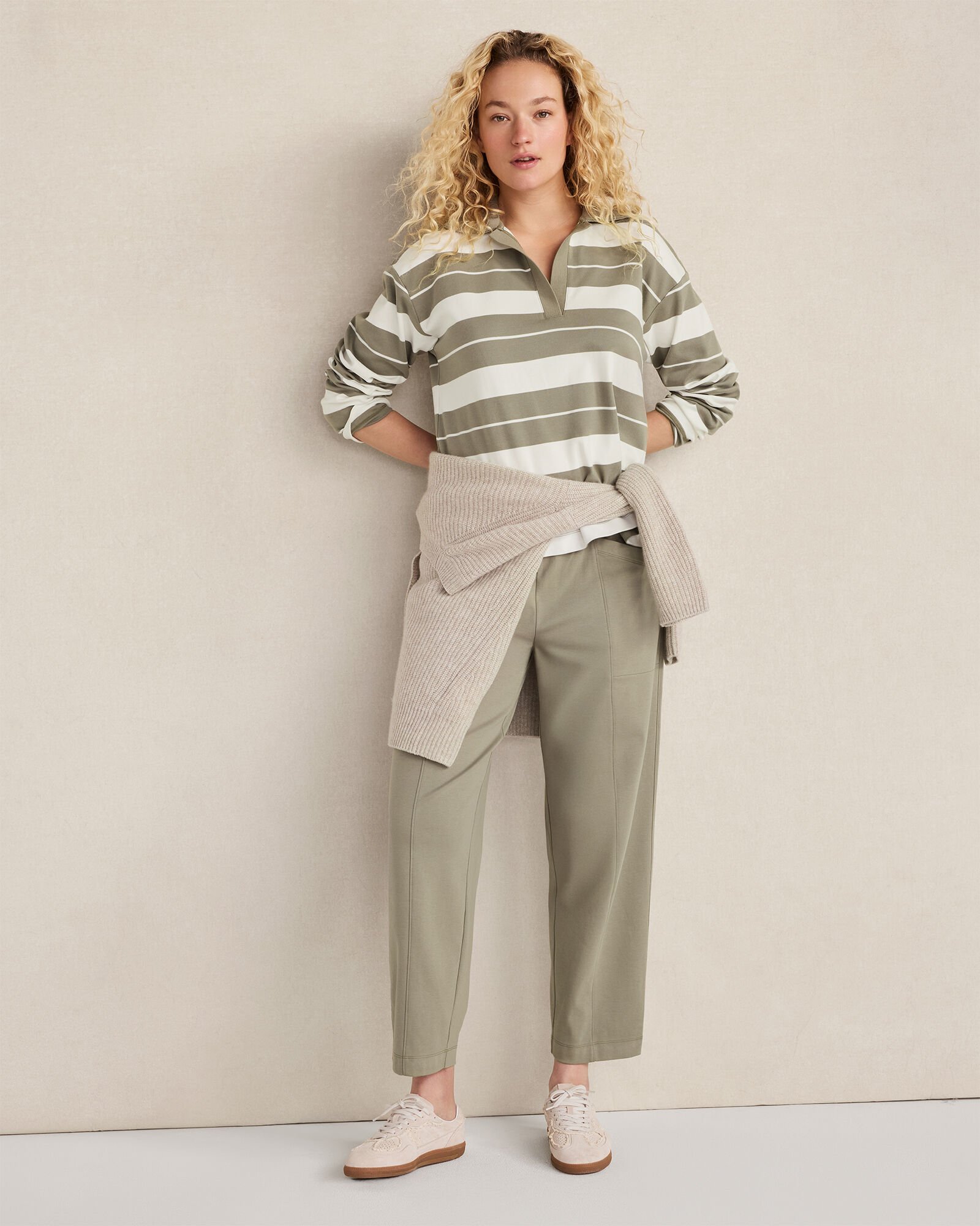 Organic Cotton Interlock Barrel Leg Pants