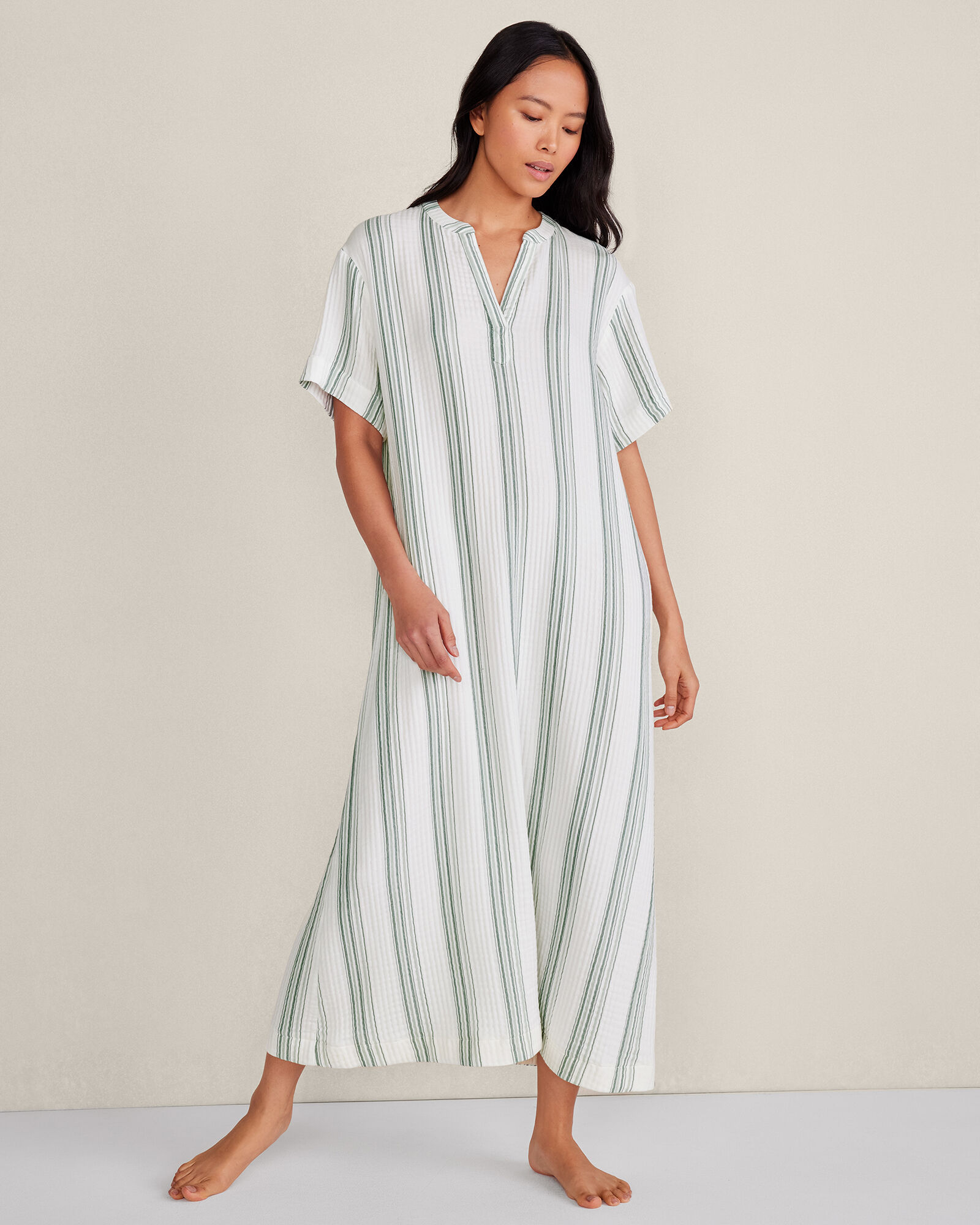 Organic Cotton Gauze Striped Sleep Dress