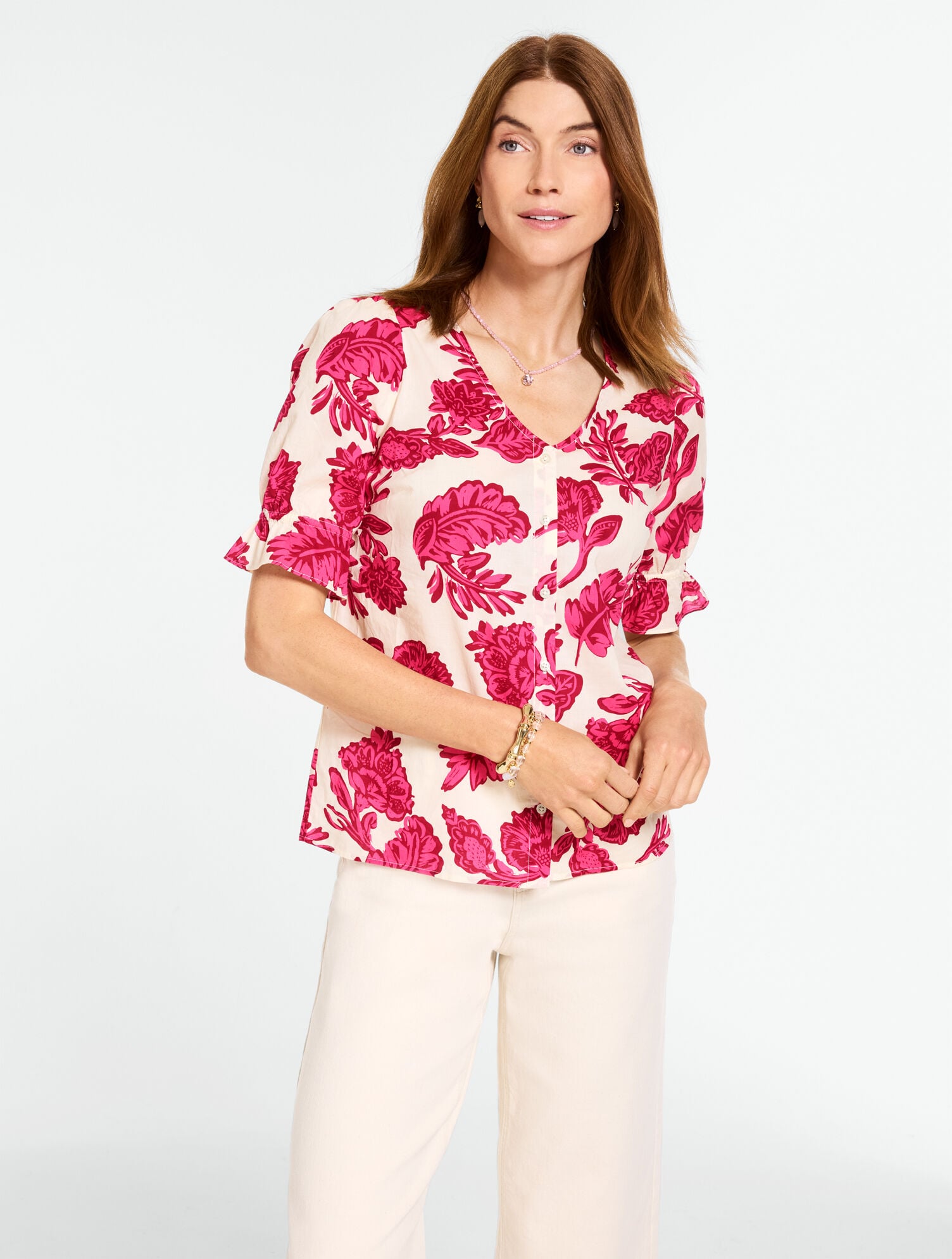 Voile Ruffle Top - Shadow Floral