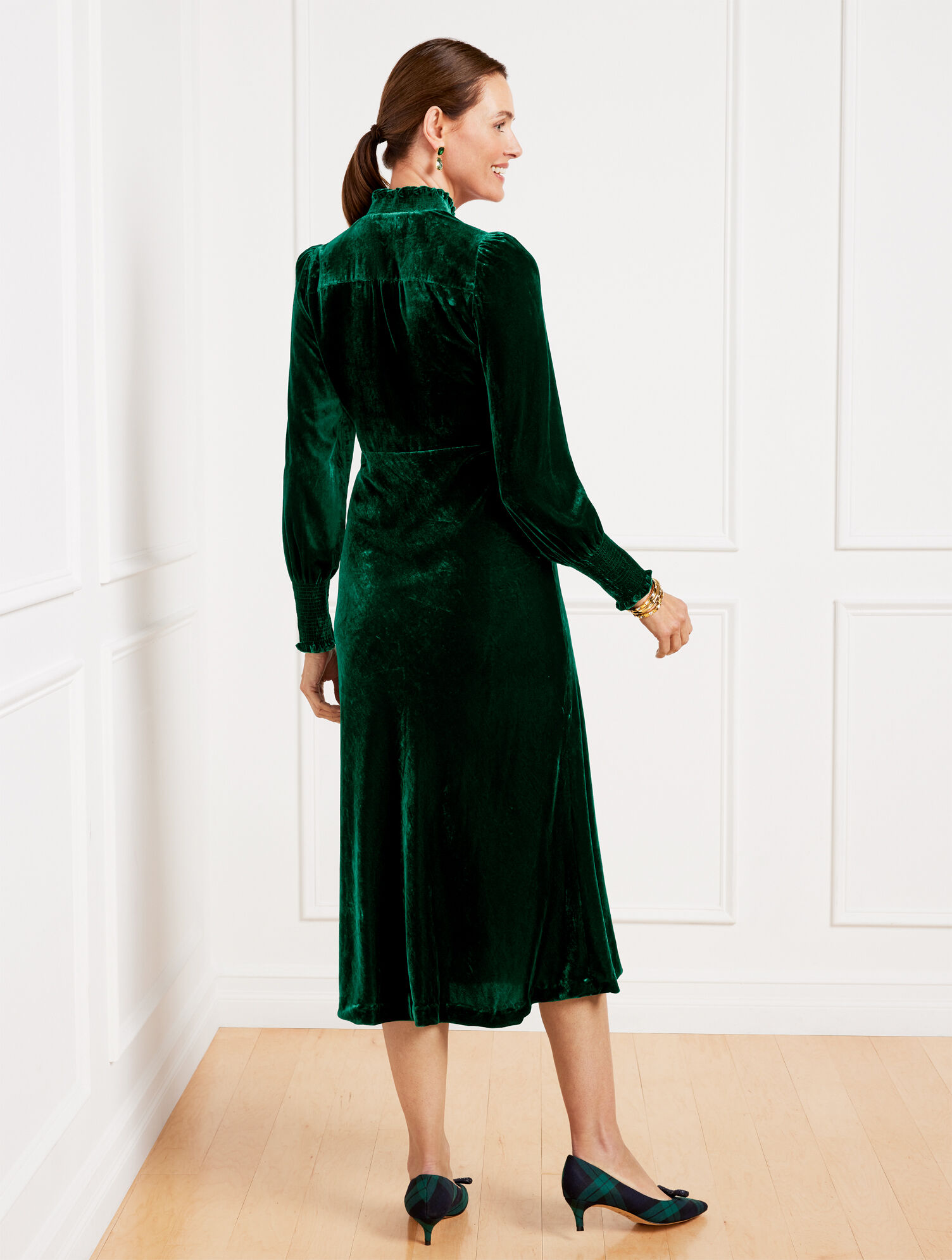 Effortless Velvet Smocked Midi Dress | Talbots Effortless Velvet Smocked Midi Dress | Talbots