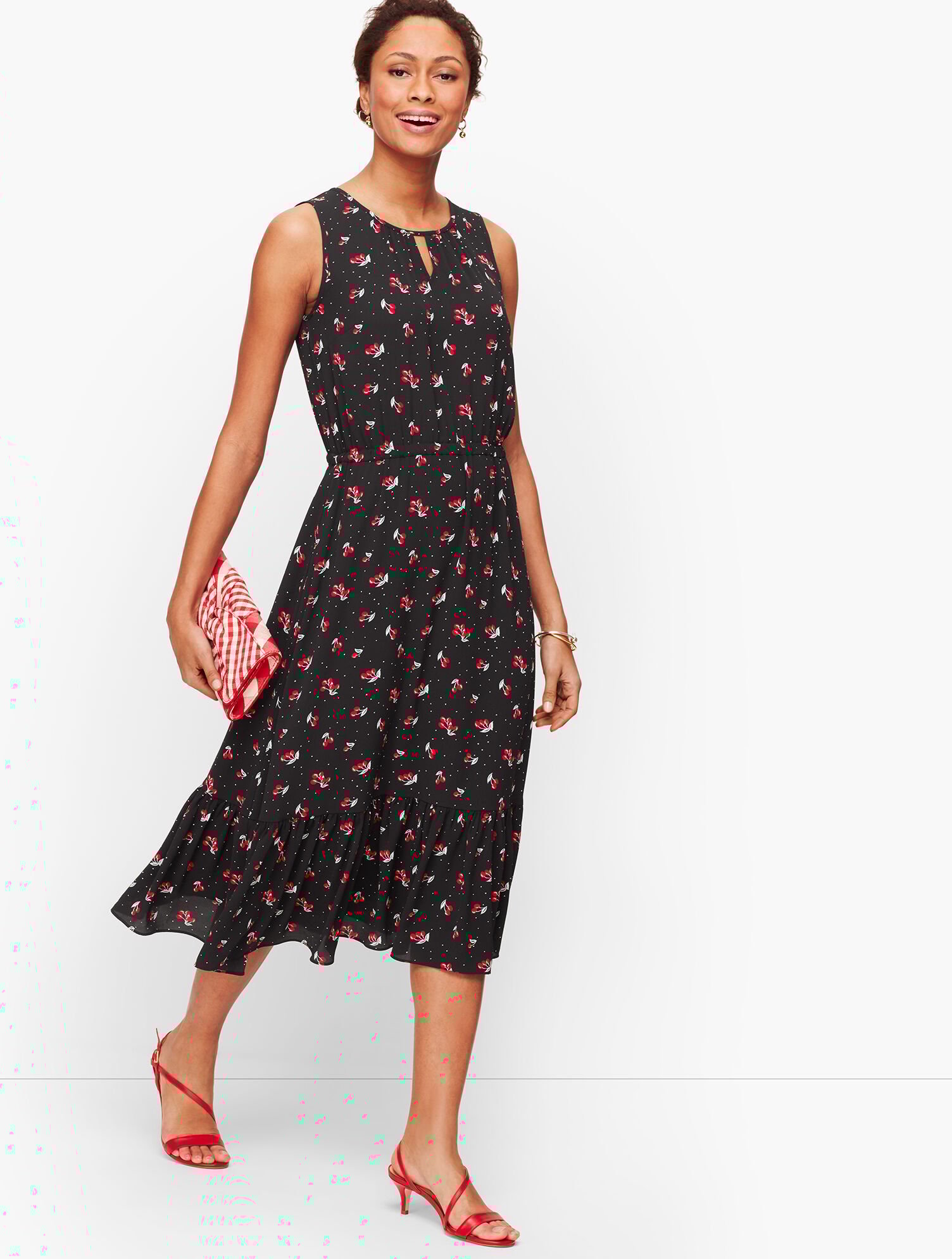 Cherry Print Fit & Flare Dress | Talbots