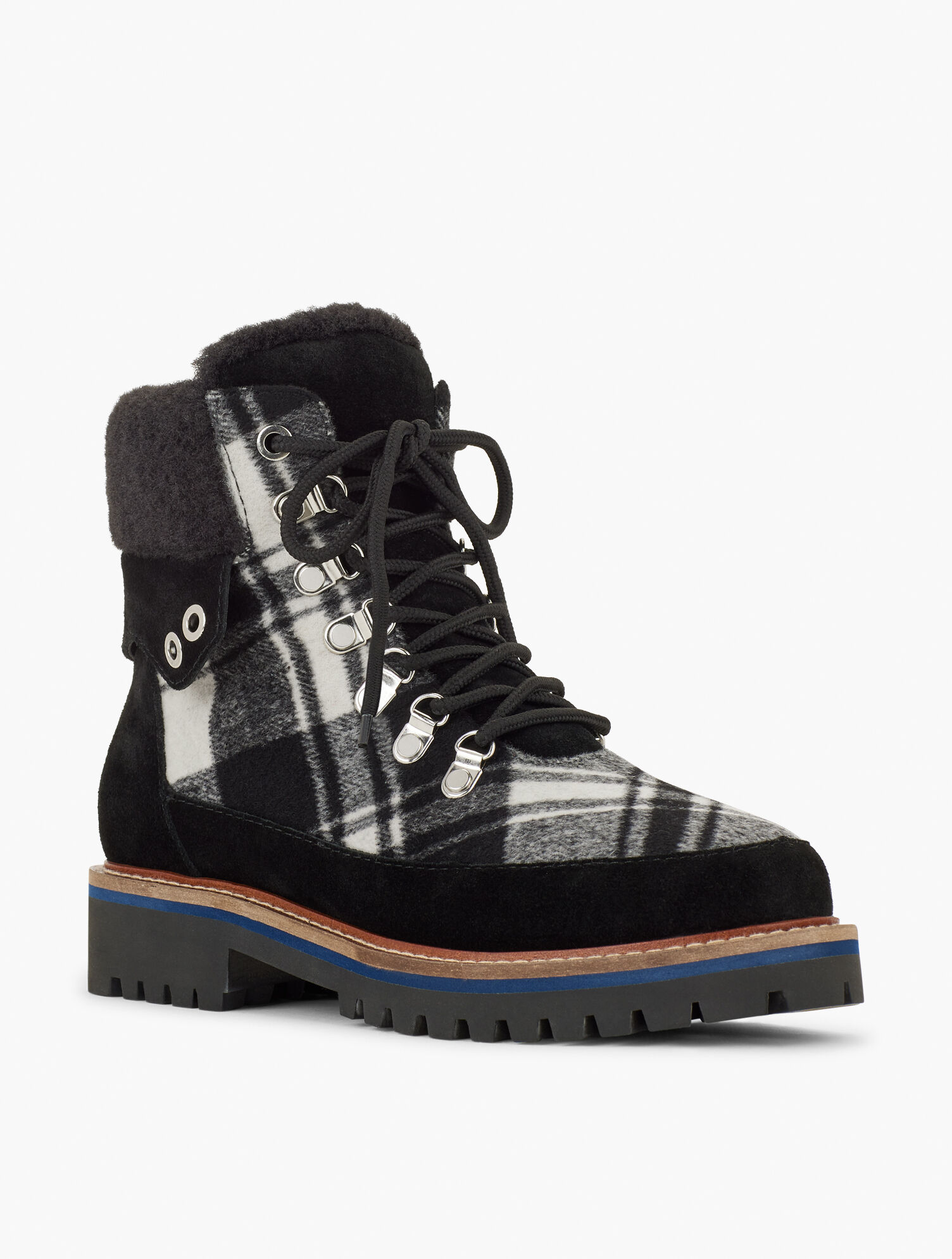 Jilly Hiker Lace Up Boots Tartan Plaid Talbots