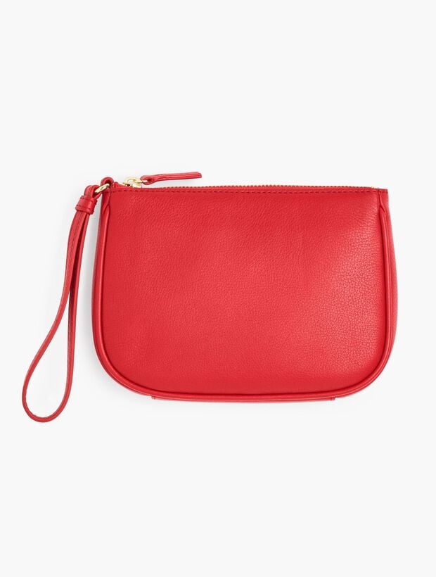 Pebbled Leather Wristlet Solid Talbots