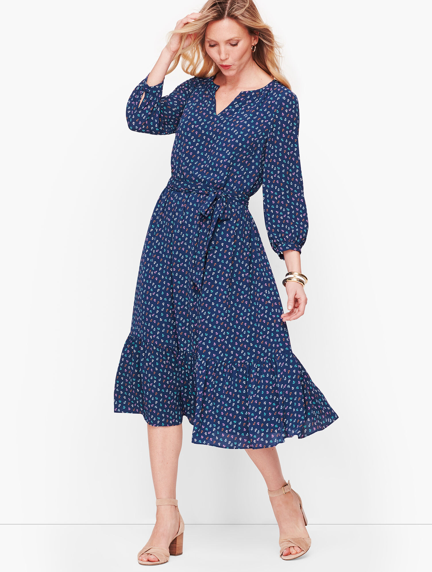 Print Flounce Hem Dress