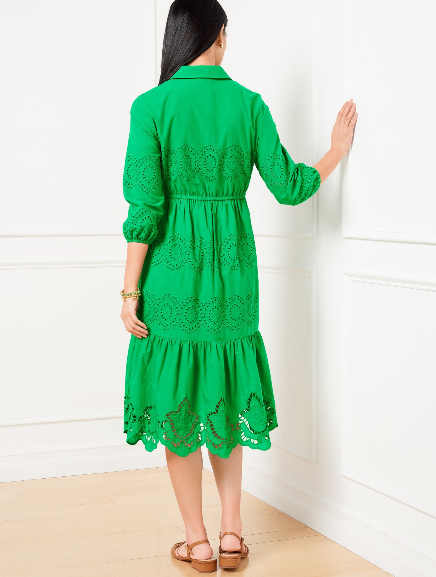 Eyelet Puff Sleeve Poplin Shirtdress | Talbots Eyelet Puff Sleeve Poplin Shirtdress | Talbots
