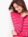 Cashmere Button Cuff Sweater - Stripe