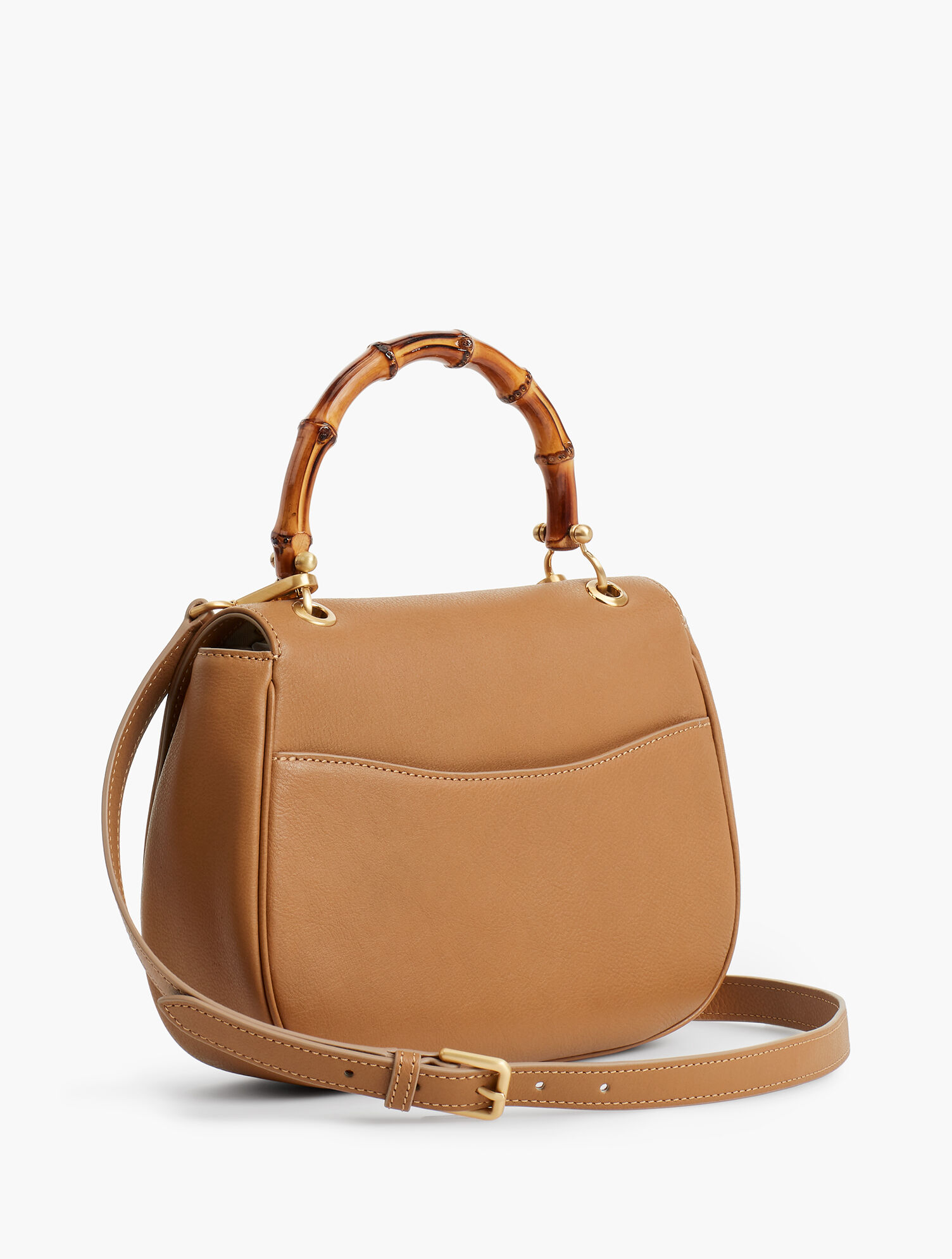 Bamboo-Handle Bags - Pebbled Leather
