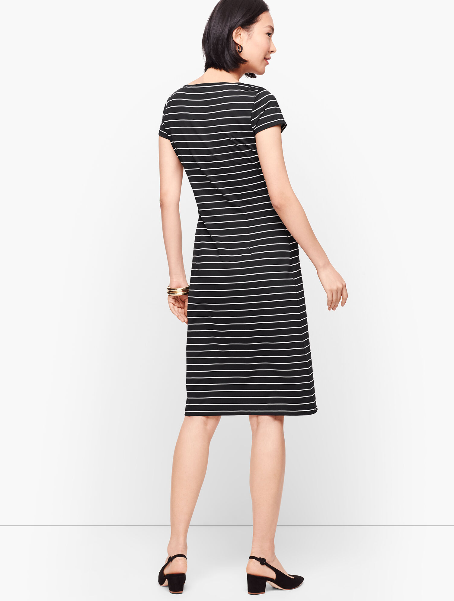 Faux-Wrap Jersey Shift Dress - Stripe
