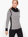 Geo Jacquard Split Neck Sweater