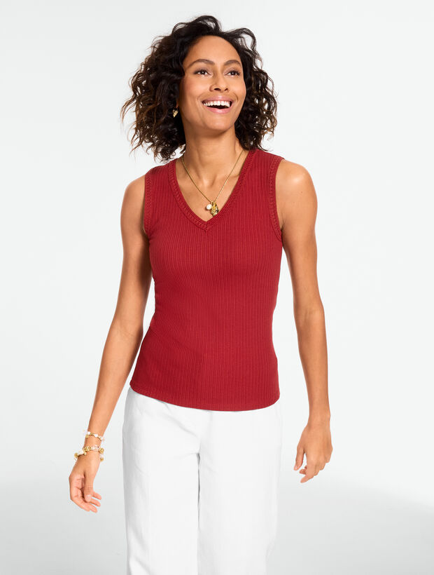 Crochet Trim Ribbed Tank