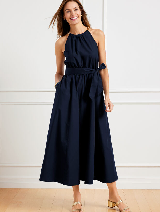 Chain Strap Midi Halter Dress