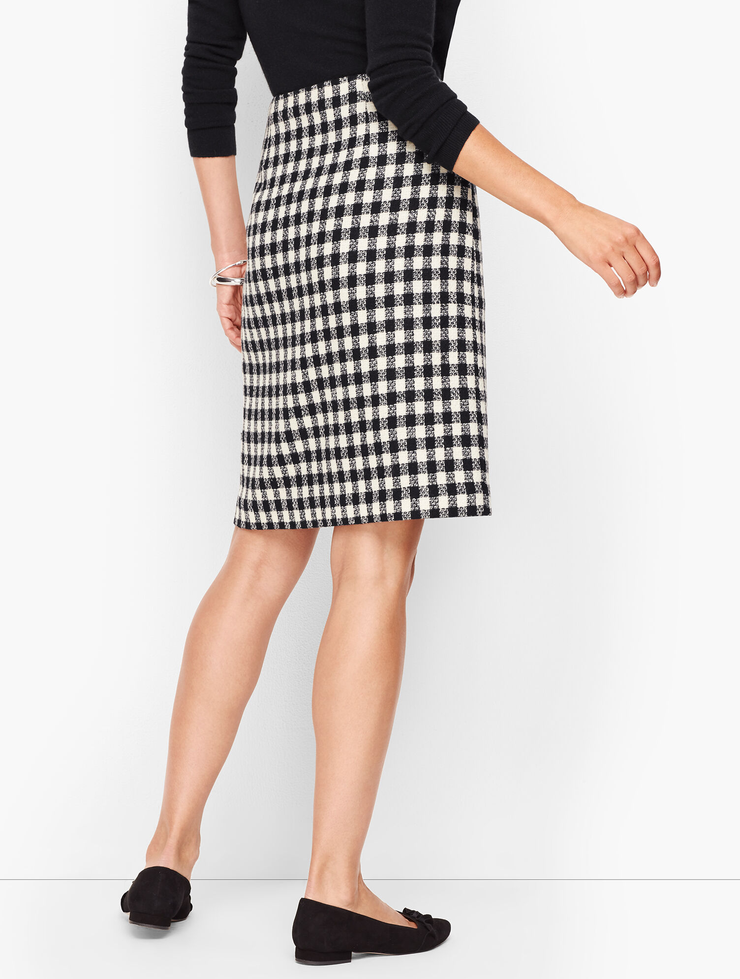 Wool Blend A-Line Skirt - Check
