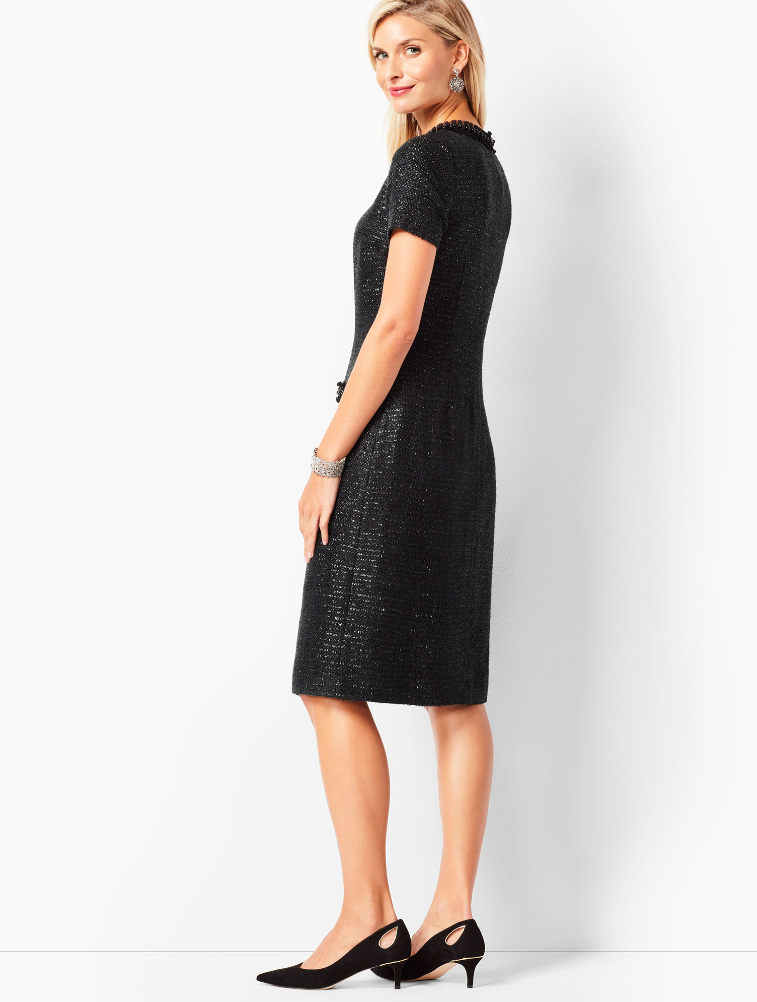Tweed and Pearl Shift Dress | Talbots